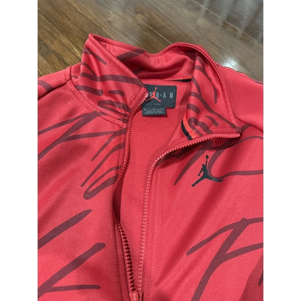 Jordan Flight Track Jacket Mens M Red Full Zip Jumpman Script